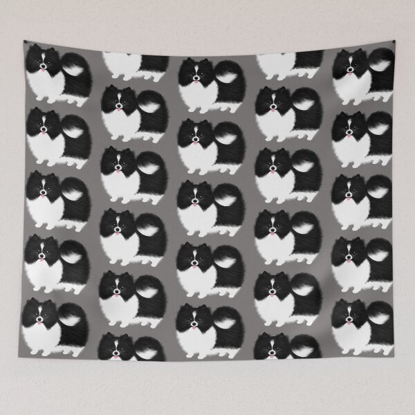 Item preview, Black and White Parti Pomeranian | Cute Black and White Fluffy Dog designed and sold by Jenn Inashvili.