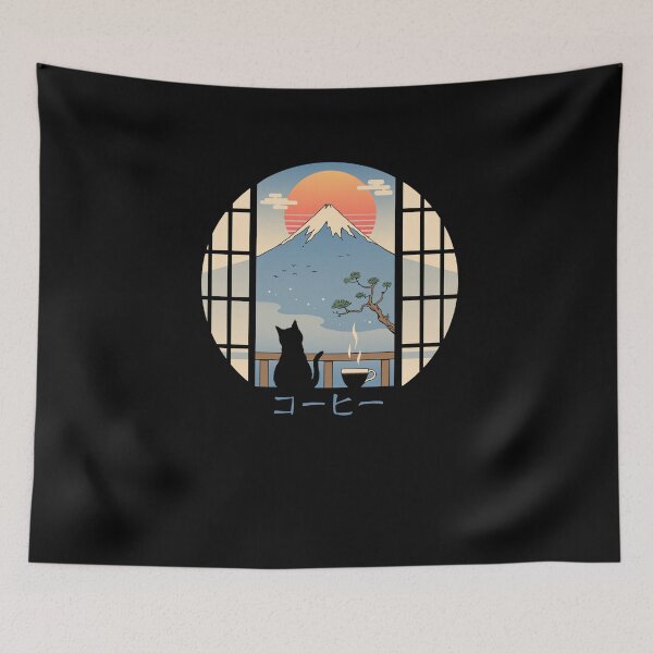 Item preview, Coffee Cat in Mt. Fuji designed and sold by vincenttrinidad.