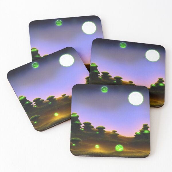 Item preview, Alien planet landscape with glowing orbs and portals to other worlds designed and sold by BrachiaST.