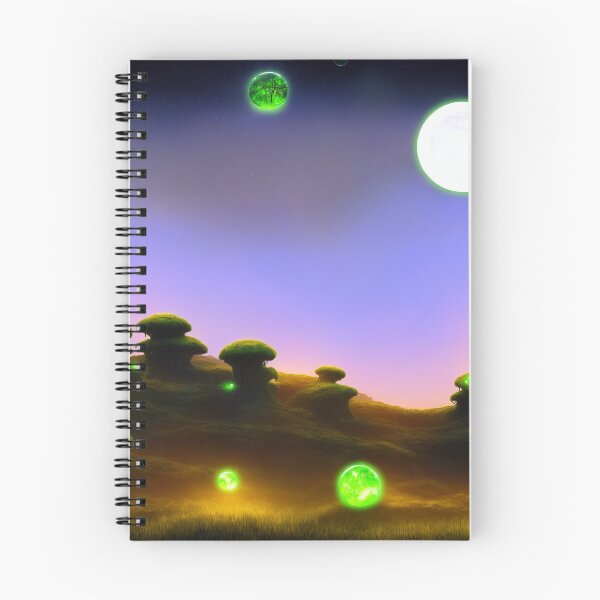 Item preview, Alien planet landscape with glowing orbs and portals to other worlds designed and sold by BrachiaST.
