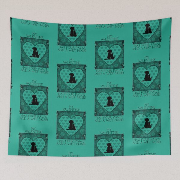 Item preview, My Valentine Has Four Paws…! (Teal on Teal) designed and sold by PawsitiveMum.