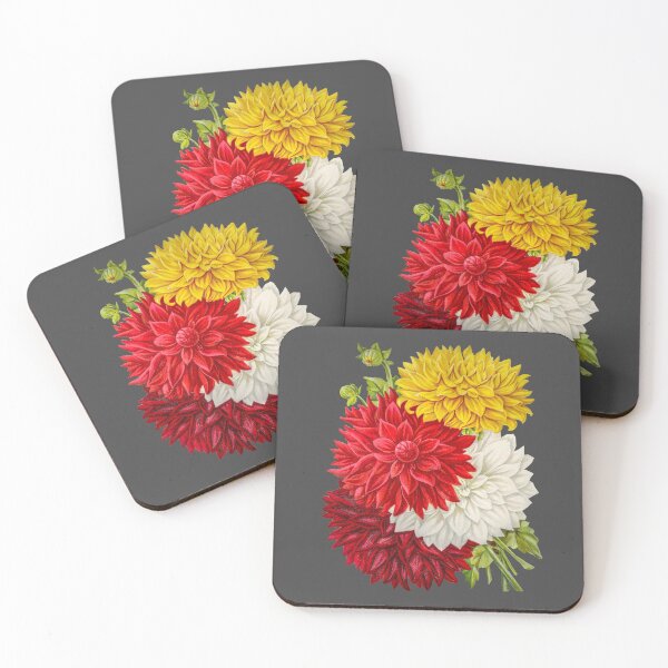 Item preview, The Dahlia Flower In Magenta, Red, White And Yellow. A Dahlia Bouquet designed and sold by Eklectikos.