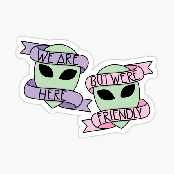 Friendly Aliens (in Unicorn) Sticker