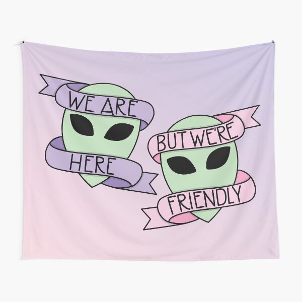 Friendly Aliens (in Unicorn) Tapestry