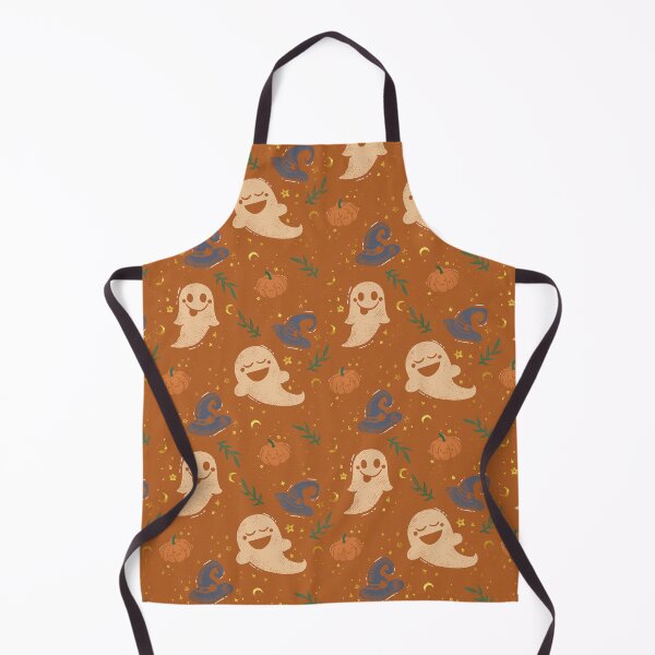 Item preview, Hallo-cute Pattern of Ghosts, Witch Hats, Pumpkins and Moon Stars (Orange) designed and sold by ‧͙⁺˚*･༓☾ Moon Saikia ☽༓･*˚⁺‧͙.