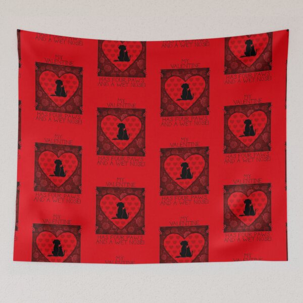 Item preview, My Valentine Has Four Paws…! (Red on Red) designed and sold by PawsitiveMum.