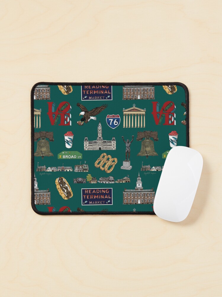 Thumbnail 1 of 5, Mouse Pad, Philly Pattern - Dark Green designed and sold by Elizabeth Weglein.