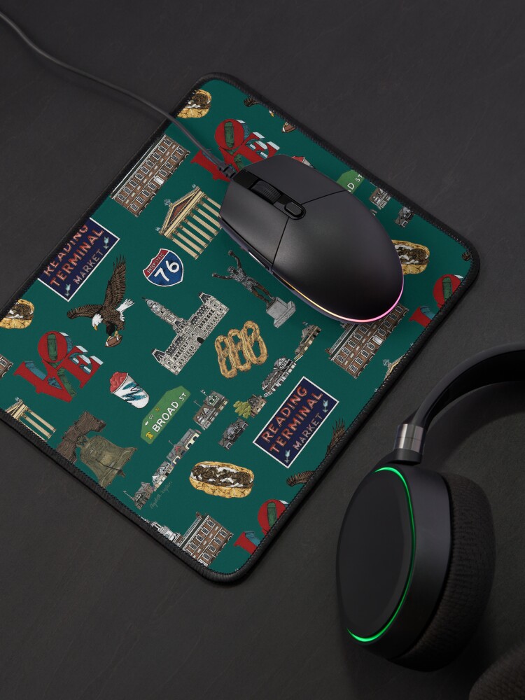 Mouse Pad, Philly Pattern - Dark Green designed and sold by Elizabeth Weglein