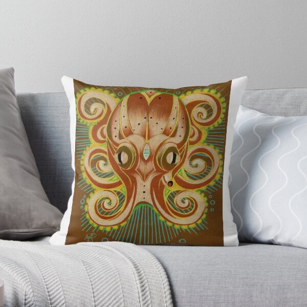 octopus totem art Throw Pillow
