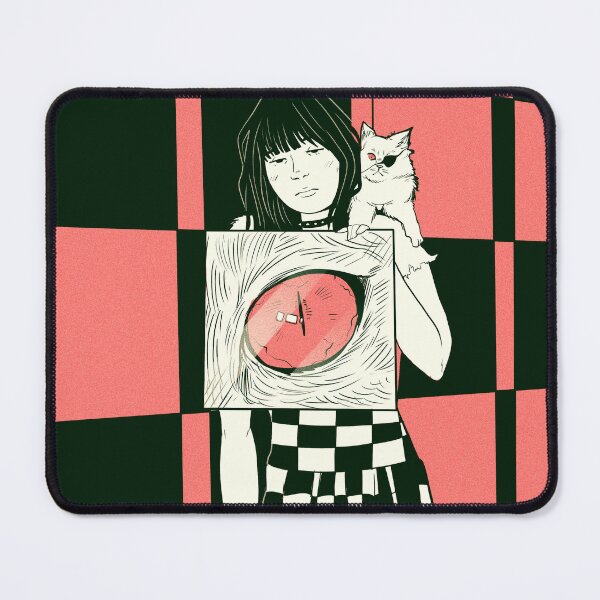 Item preview, Psychedelic girl with cat designed and sold by Monochromestore.