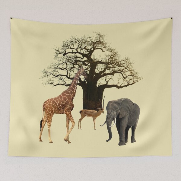 Item preview, Baobab tree - giraffe - impala - elephant in Africa designed and sold by TShirtsundMehr.