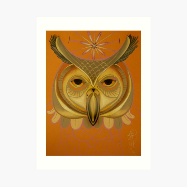 orange owl totem Art Print