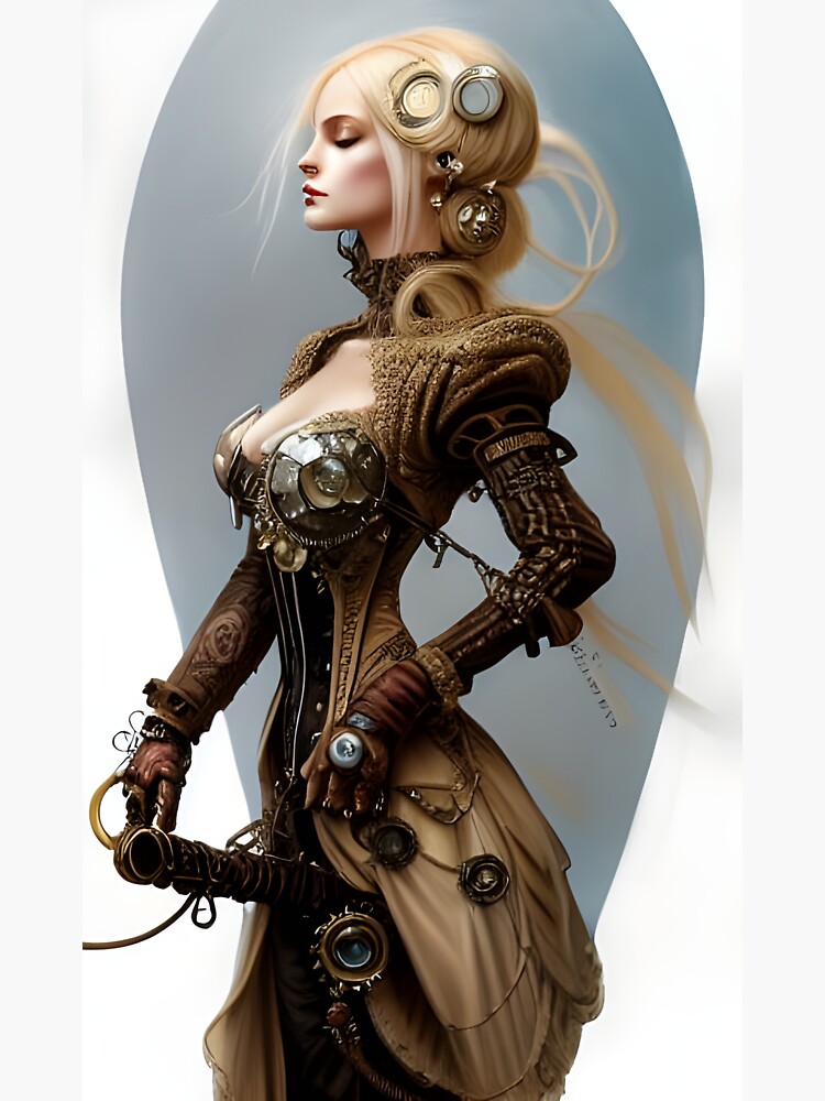 Stunning blonde steampunk Officer in Military Uniform | Poster