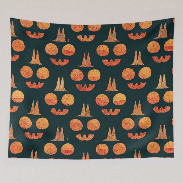 Item preview, Spooky Pumpkin Halloween Smiles Pattern designed and sold by DennistonMade.