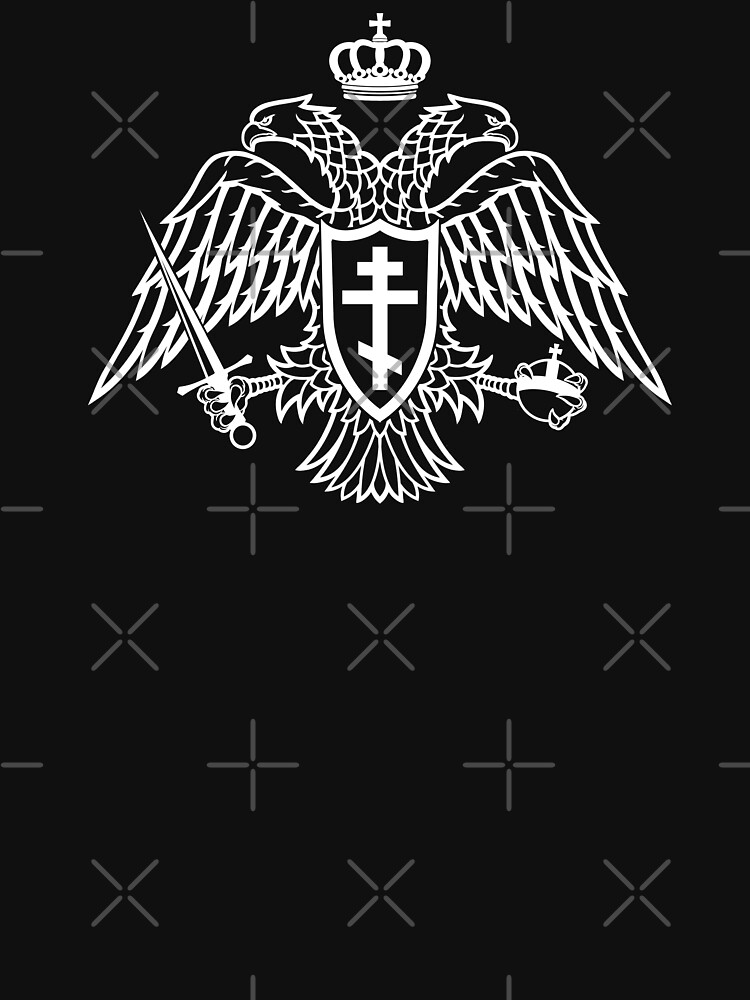 Imagen 7 de 7, Camiseta esencial con la obra Águila bizantina bicéfala cristiana ortodoxa, blanca, diseñada y vendida por SoapPartyStudio.