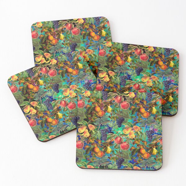 Item preview, Exotic Vintage fruit pattern, vines, vintage florals, botanical pattern, multicoloured blue floral illustration  designed and sold by ZeinabTaha.