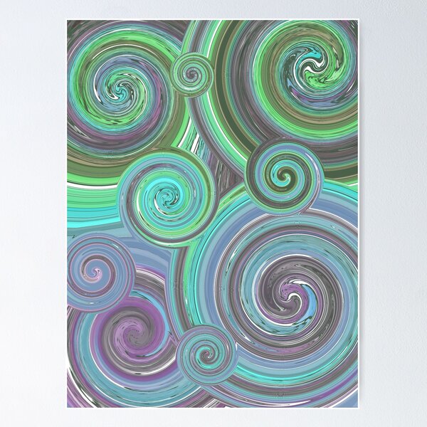 Item preview, Blue/green colorful spirals & twists designed and sold by ArticaD.
