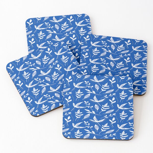 Item preview, White winter leaves on Blue designed and sold by calibrit.