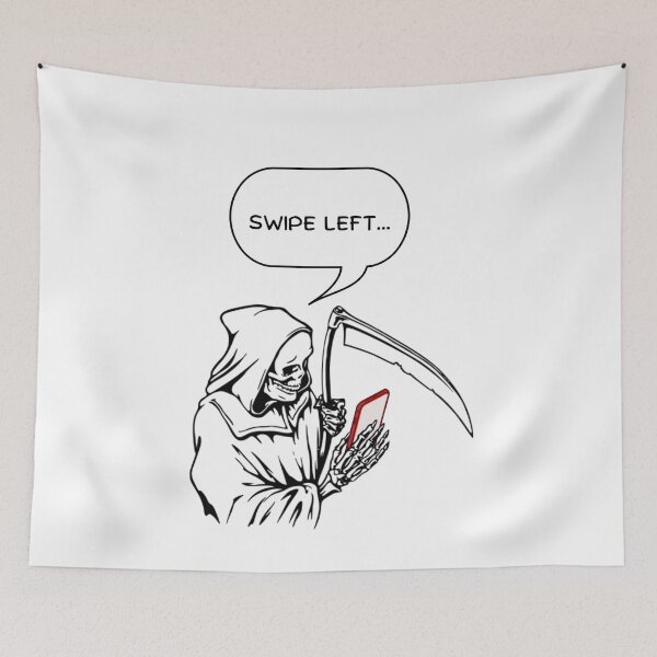 Item preview, Funny Swipe Left Grim Reaper designed and sold by CreepyCurator.
