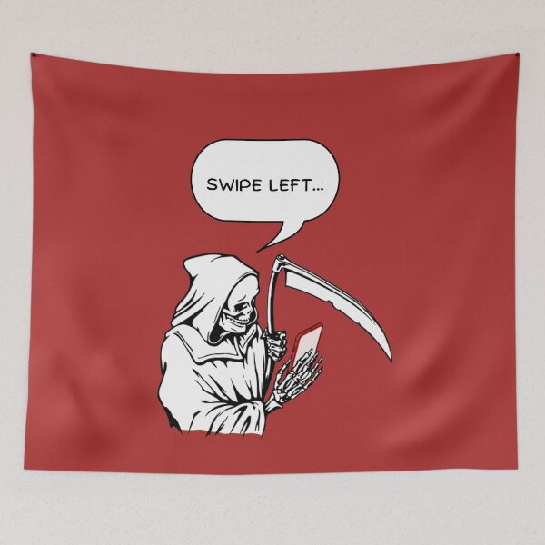 Item preview, Funny Swipe Left Grim Reaper (Red) designed and sold by CreepyCurator.