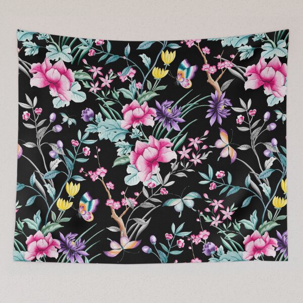 Artikelvorschau, Floral Chinoiserie - Black entworfen und verkauft von Rainbows Galore.