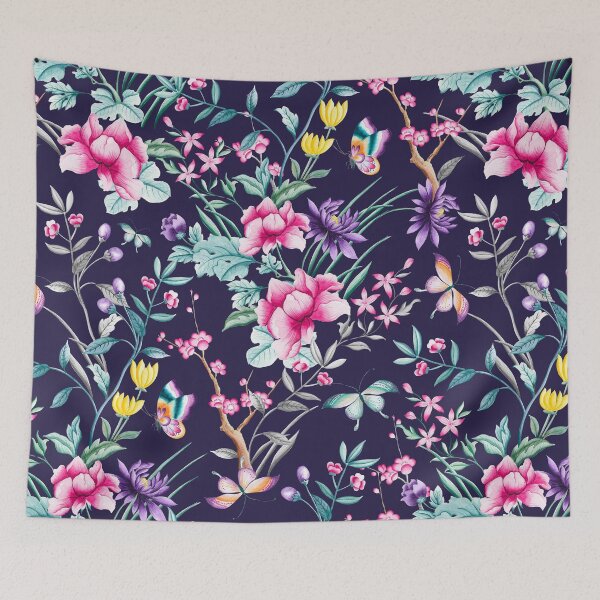 Artikelvorschau, Floral Chinoiserie - Navy entworfen und verkauft von Rainbows Galore.