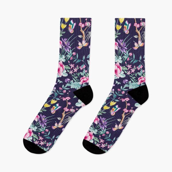 Artikelvorschau, Floral Chinoiserie - Navy entworfen und verkauft von Rainbows Galore.