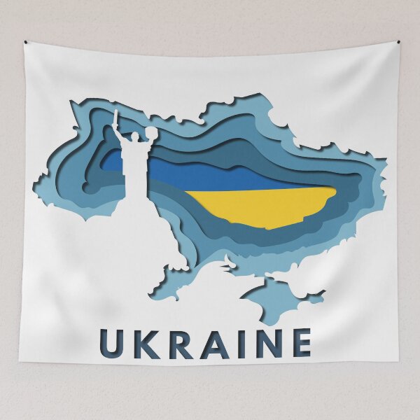 Aperçu de l'œuvre CARTE DU DRAPEAU 3D DECOUPE DE L'UKRAINE créée et vendue par dennaibz.
