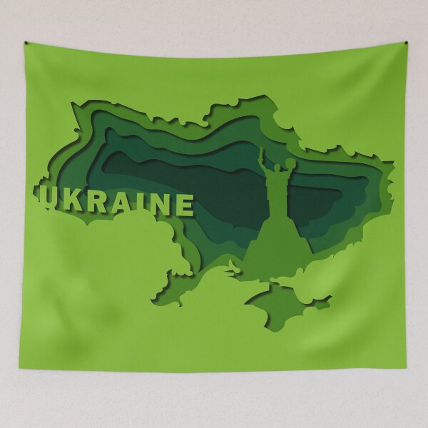 Aperçu de l'œuvre CARTE 3D DÉCOUPÉE DE L'UKRAINE VERTE créée et vendue par dennaibz.