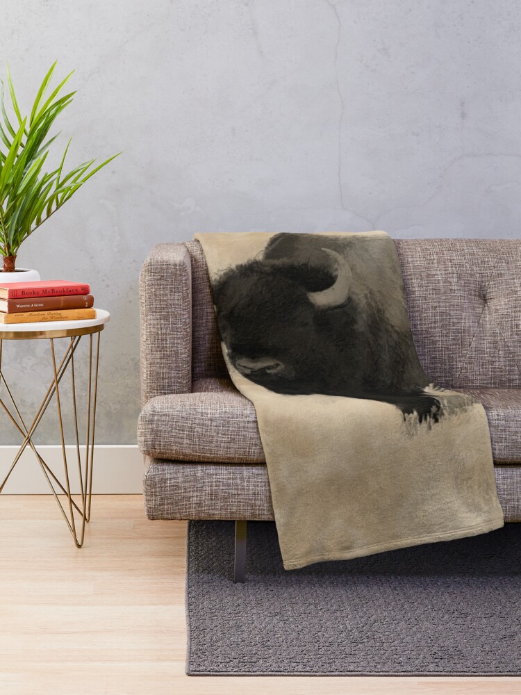 Alternate view of American Buffalo - Plains Bison Throw Blanket
