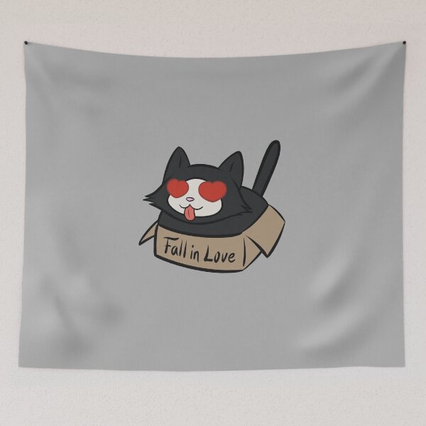 Item preview, Yin Fall in Love black cat kitty in a box with letters designed and sold by YinYangKat.