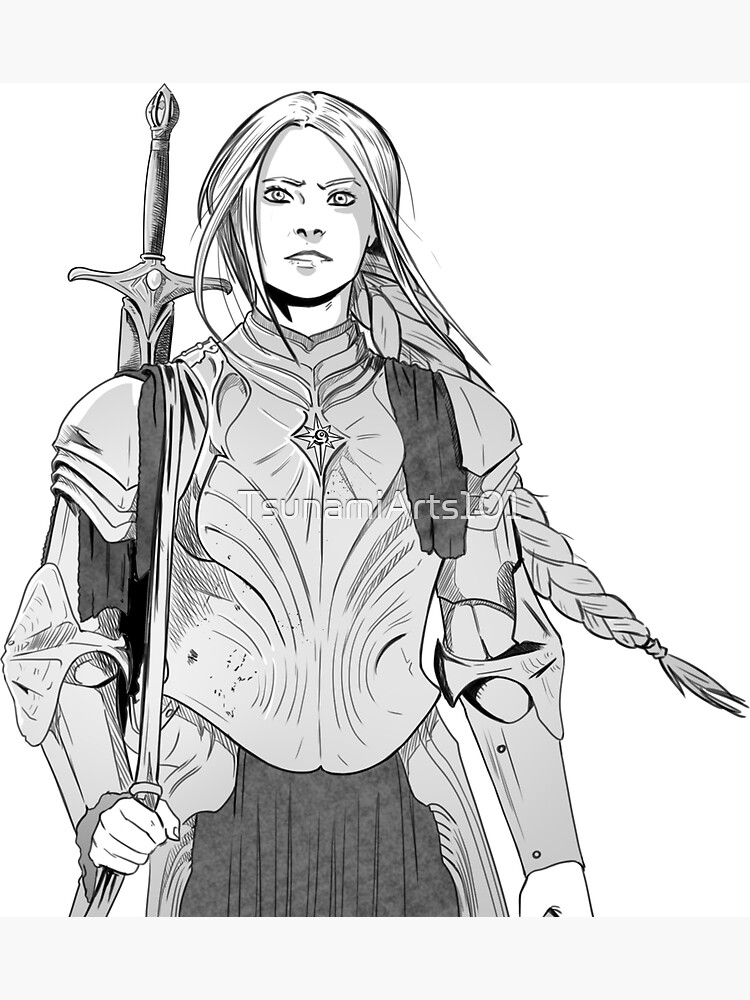 Artwork view, Brave Knight Woman - Medieval Character Sketch - Manga style  designed and sold by TsunamiArts101