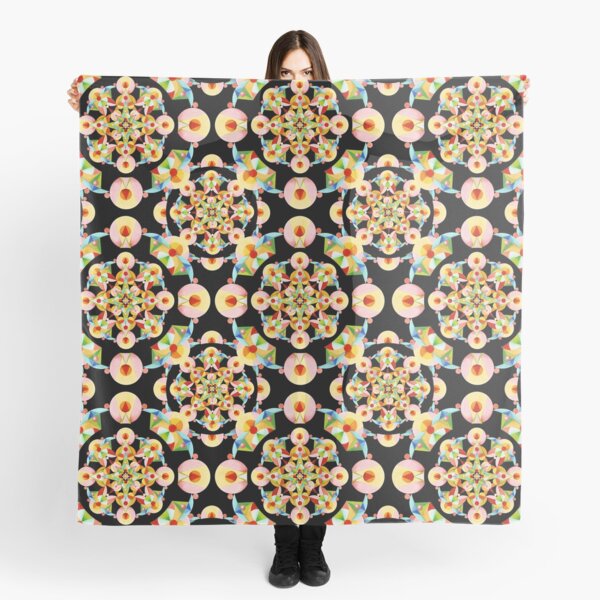Pastel Carousel on Black Scarf