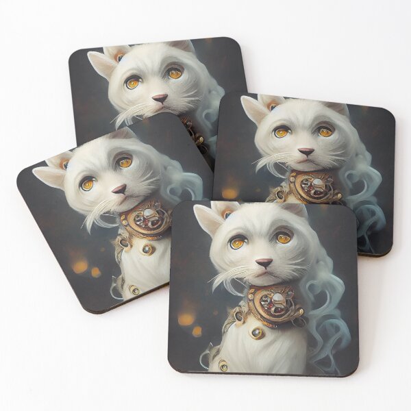 Item preview, White Steampunk Cat designed and sold by ladarkepoque.