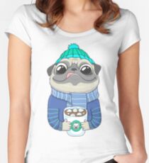 Pug with coffee Women's Fitted Scoop T-Shirt