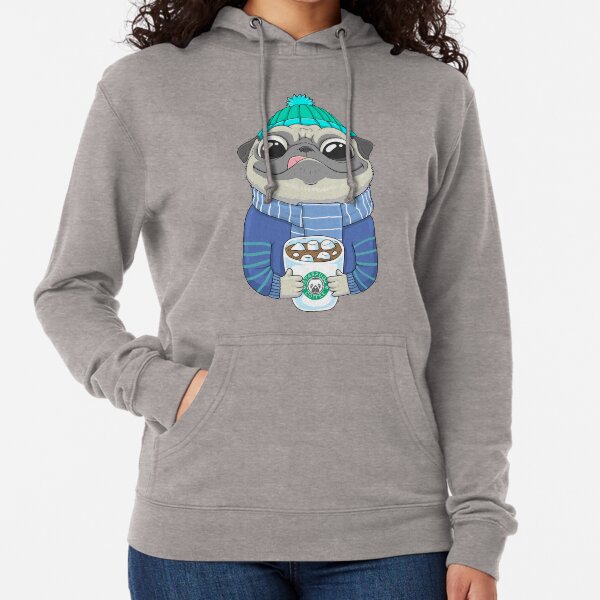 Pug with coffee Lightweight Hoodie