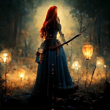Mysterious Sorceress Woman Witch Beautiful Black Dress Walk Dark