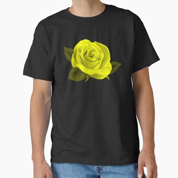 TREND |SINGLE YELLOW NEON ROSE ON BLACK Classic T-Shirt