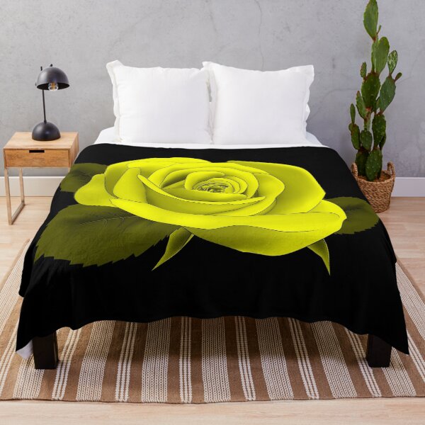 Item preview,  TREND |SINGLE YELLOW NEON ROSE ON BLACK designed and sold by ozcushionstoo.