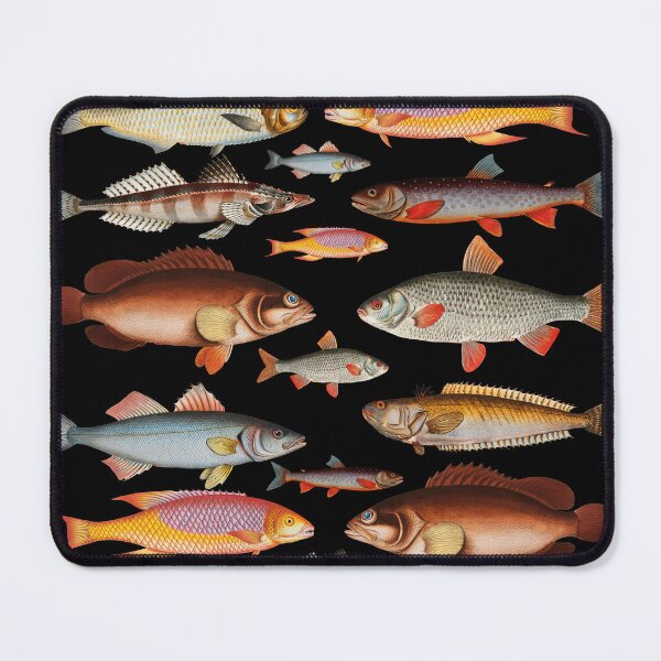 Item preview, Fish pattern on a black background designed and sold by Alisonamona.