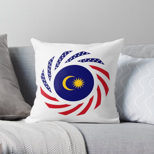 Malaysian American Multinational Patriot Flag Series Throw Pillow