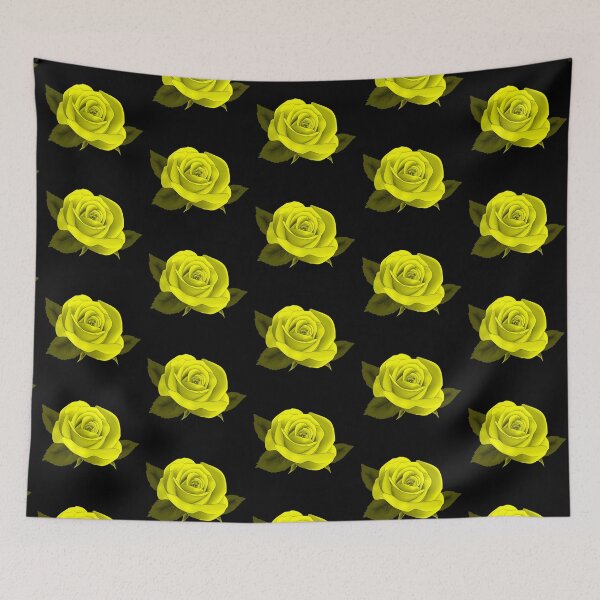 Item preview, 2017 TREND | TILED YELLOW NEON ROSE ON BLACK designed and sold by ozcushionstoo.