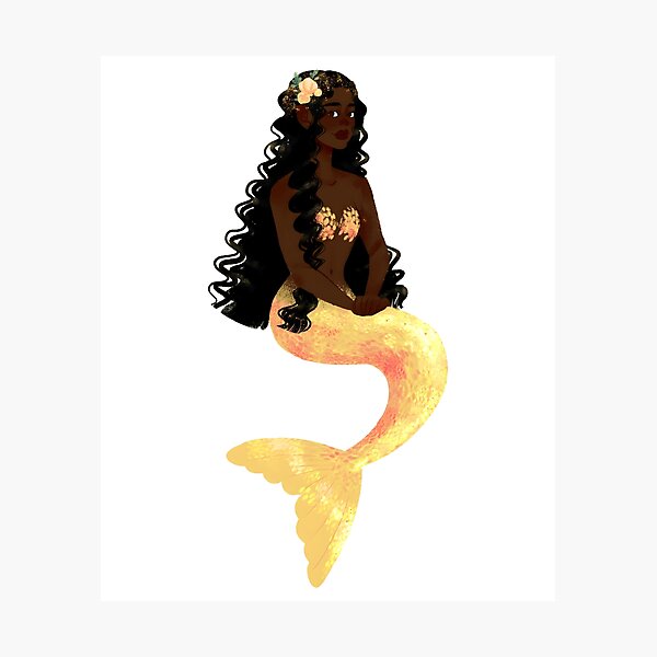 Item preview, Mermaid art, Mermaid drawings, Black mermaid designed and sold by HanspetBruckner.