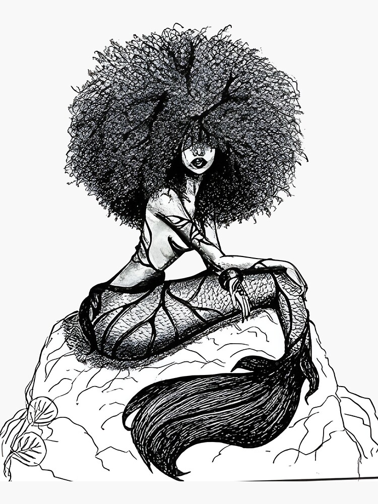 "African American Mermaid Wall Art" Sticker for Sale by HanspetBruckner