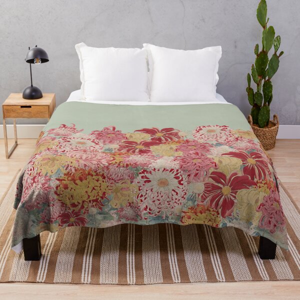 Item preview, Vintage Japanese Hasegawa Flowers Illustration, Powder Green Background designed and sold by TrulyEpoque.