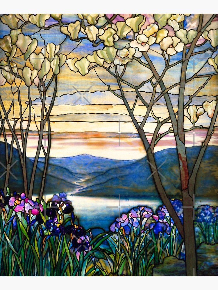 Louis Comfort Tiffany-magnolia Trees and Irises.stained Glass