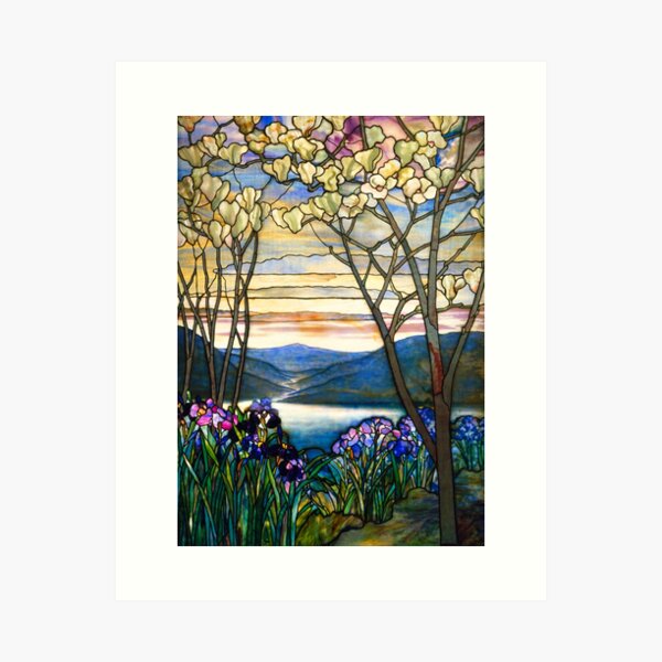Louis Comfort Tiffany - Stained glass 4. Magnolias and irises Art Print