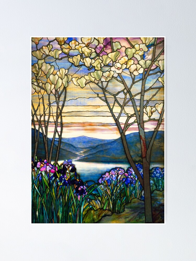 Louis Comfort Tiffany - Stained glass 4. Magnolias and irises | Poster