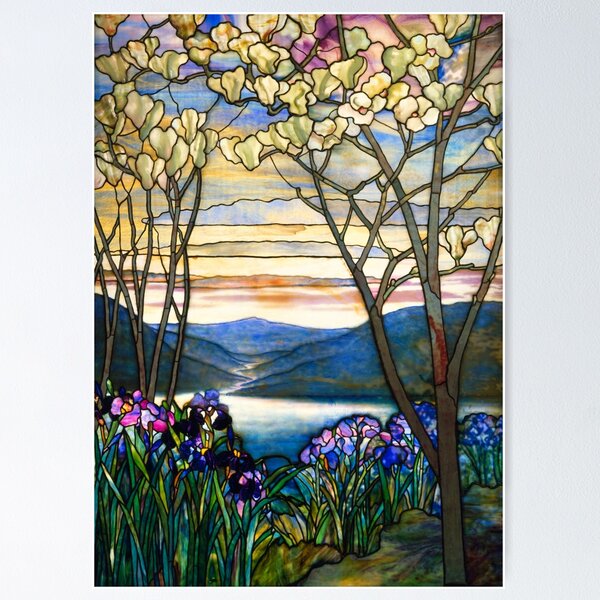 Louis Comfort Tiffany - Stained glass 4. Magnolias and irises | Poster