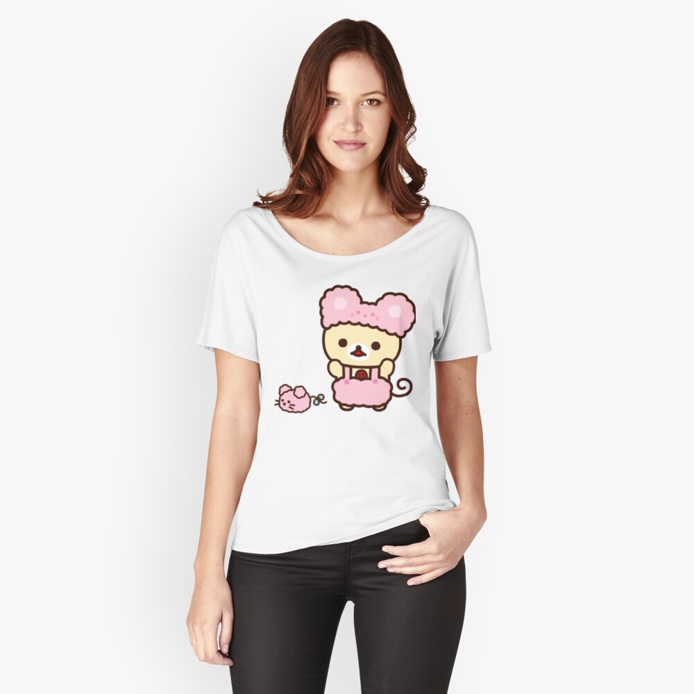 【HUGYOURSKIN】Relax Stripe Korirakkuma Tee (White) All products - Top - hug your skin
